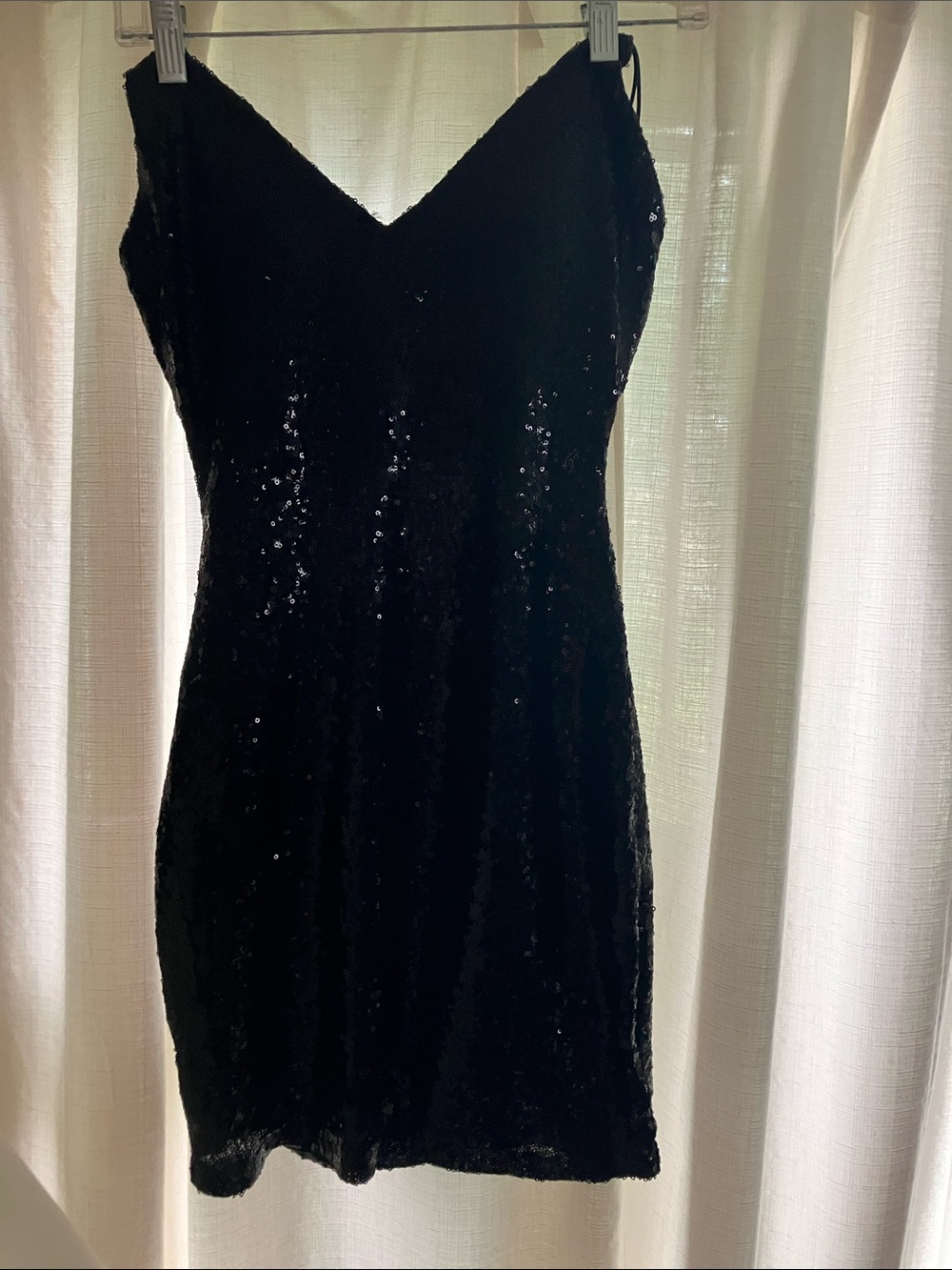 Black Sequin Slip Dress - Women's Evening Dress